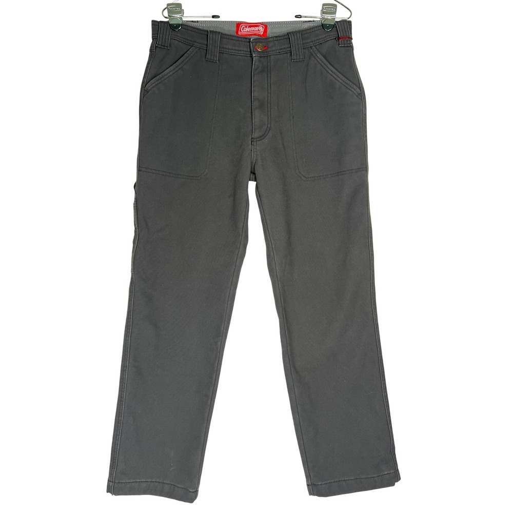 Coleman Mens Fleece Lined Utility Pants Charcoal Gray Stretch Canvas 32x30
